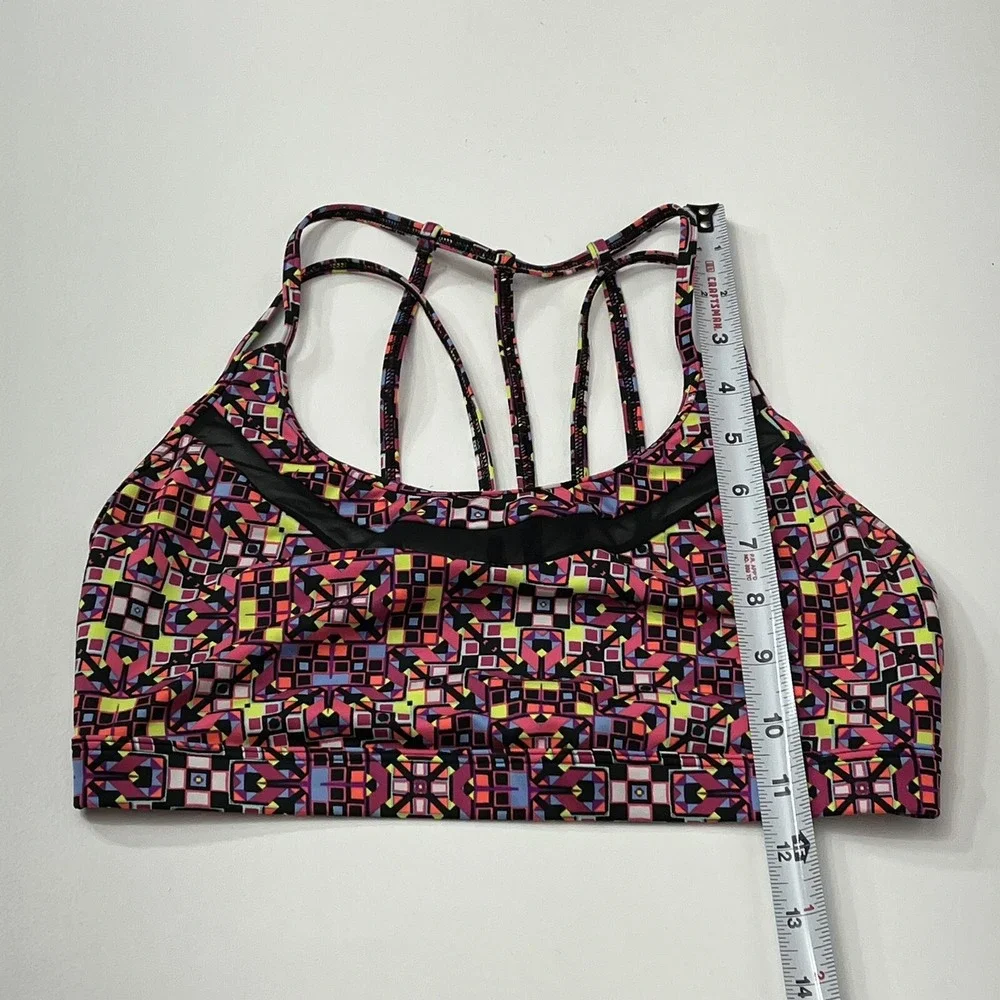 Victoria Sport Geometric Print Mesh‎ Insert Strappy Sports Bra Women's L